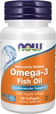 NOW Συμπληρώματα τροφίμων, Omega-3 180 EPA / 120 DHA, Μοριακά Αποσταγμένο, Καρδιαγγειακή Υποστήριξη*, 30 Softgels