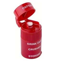EZY DOSE 3 Compartment Pill Crusher, Cutter και Grinder, Καθημερινή χρήση, Χάπια ασφαλή κοπής, Βιταμίνες, δισκία, Ακριβής και εύκολη κοπή, Ανοξείδωτη λεπίδα, Αποσπώμενα Κύπελλο Ποτού, Κόκκινο, BPA Δωρεάν