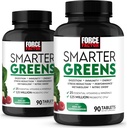 FORCE FACTOR Smarter Greens Tablets, 2- Pack, Πράσινο συμπλήρωμα με 25+ Superfoods και Αντιοξειδωτικά για τη βελτίωση της πέψης, τη μείωση του στρες, την ενίσχυση της ανοσίας, και τον μεταβολισμό υποστήριξης, 180 δισκία