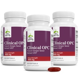 Terry Φυσικά Clinical OPC Extra Strength - Καρδιαγγειακή Υγεία & Υποστήριξη Εστίασης - Συμπλήρωμα με εκχύλισμα σπόρων σταφυλιού - Συμπλήρωμα υποστήριξης ανοσοποιητικών - 60 Softgels (Pack of 3)