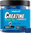 Creatine Monohydrate Gummies for Men & Women-5g Creatine Monohydrate per Serving- Αυξήστε τη δύναμη και την οικοδόμηση των μυών, χωρίς ζάχαρη, Vegan, Blueberry Γεύση, 120 Count,B571