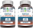 Amazing Formulas Calcium with Vitamin D3 Supplement | Tablets | Non-GMO | Gluten-Free | Made in USA (2 Pack, 250 Count)