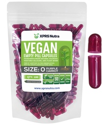 XPRS Nutra Size 0 Κενές κάψουλες - 100 Count Empty Vegan Κάψουλες - Χορτοφαγικά χάπια - DIY Καψάκιο Γέμισμα - Veggie χάπια για το Do-It-Yourself συμπληρώματα (Purple Carrot)