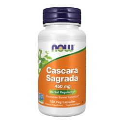 NOW Συμπληρώματα Τροφίμων, Cascara Sagrada (Rhamnus purshiana) 450 mg, Βότανο Κανονικότητα *, 100 κάψουλες Veg