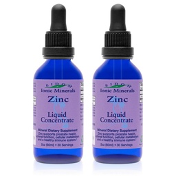 Eidon Ionic Minerals Liquid Zinc Concentrate - Ionic Zinc Sulfate Supfate Supps for Men, Women, & Kids, Support Immune System, Hair and Skin, Liver and Kidney Health - 2 oz, 2 Pack