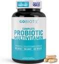 GOBIOTIX Πολυβιταμίνη με προβιοτικά και Digestive Ένζυμα - 25 δισεκατομμύρια CFU - Digestive Health, Probiotics για γυναίκες και άνδρες - Χάπια χωρίς γλουτένη - 90 κάψουλες