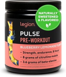 LEGION- Όλα τα φυσικά οξείδιο του αζώτου Preworkout ποτό για την ενίσχυση της ενέργειας, Createine Δωρεάν, φυσικά γλυκαντικά, Beta Alanine, Citrulline, Alpha GPC (Blueberry Λεμονάδα)