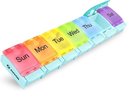 AUVON Weekly Pill Organizer Arthritis Friendly, BPA Δωρεάν Ταξίδι 7 Day Pill Box περίπτωση με την άνοιξη Open Design και μεγάλο διαμέρισμα για να κρατήσει βιταμίνες, Cod Liver Oil, συμπληρώματα και φαρμακευτική αγωγή