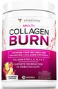 Multi Collagen Burn: Hydrolyzed Protein Peptides with Hyaluronic Acid, Vitamin C, SOD B Dibls, Types I, II, III, V and X, Caffeine-Free Λεμονάδα Φράουλα Γεύση 30 Σερβιρίσματος
