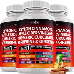 Ceylon Cinnamon, Turmeric, Apple Cider Vinegar, Ginseng, Aloe Vera, Berberine Plus Banaba, Ginger Root - 180 Count