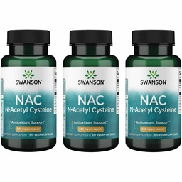 Swanson NAC - N- Acetyl Cysteine - Συμπλήρωμα 600 mg 100 Καψάκια (3 Συσκευασία)