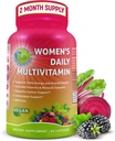 Women's Daily Multivitamin with Iron - Vegan Methylated Multivitamin for Women with Biotin, Organic Superfoods, Probiotics, B-Complex - Energy, Gut & Optimal Health Support – Easy to Swallow Capsules