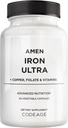 Amen Iron Ultra Supplement + Copper, Folate, Vitamin C and B12-2-Month Supply - Ferrous Sulfate Iron Vitamin - 65mg Per Serving - Folic Acid - Non-GMO Pills - 60 Capsules