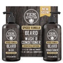 Viking Revolution Beard Wash and Beard Conditioner for Men with Argan Oil and Jojoba Oil - Beard Αποσκληρυντής και ενισχυτής Beard Care Shampoo και Conditioner με Beard Oil (17oz Spiced Vanilla)