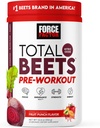 FORCE FACTOR Total Beets Pre-Workout Powder για την ενίσχυση της ενέργειας & της αντοχής, αύξηση της δύναμης και βελτίωση της ροής του αίματος και των αντλιών, Nitric Oxide Supplement with Beet Root Powder, Fruit Punch, 30 εξυπηρετήσεις