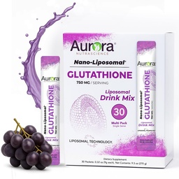 Aurora Nutrascience Nano-Liposomal Glutathionone, Σταφύλι σε σκόνη ποτό Mix Immune & Antioxidant συμπλήρωμα υποστήριξης για την υγεία των ούλων, 750 mg ανά υπηρεσία, μη-GMO, χωρίς ζάχαρη, 30 ενιαία πακέτα σερβιρίσματος