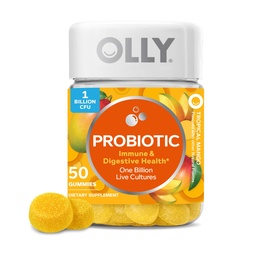 OLLY Probiotic Gummy, Immune and Digestive Support, 1 δισεκατομμύρια CFUs, Chewable Probiotic Supplement, Mango, 25 ημέρες προσφοράς - 50 Count