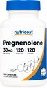 Nutricost Pregnenolone 30mg, 120 Κάψουλες - Μη ΓΤΟ, Χωρίς γλουτένη, Κάψουλες χορτοφάγων