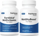 FertilAid for Men and MotilityBoost Combo, Prenatal Vitamins and Male Fertility Supplement to Support Count and Motility with L-Carnitine, CoQ10, Zinc and More, 150 Capsules, 1 Month Supply