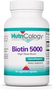 Nutricology Biotin 5000 συμπλήρωμα - 5000mcg Βιοτίνη, Βιταμίνες για τα μαλλιά, το δέρμα και τα νύχια, υψηλή δόση, κάψουλες χορτοφάγων, Hypoallergenic, Gluten Free - 60 Count