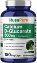 NusaPure Ασβέστιο D-Glucarate 500 mg 150 Veggie Caps, Vegan, μη GMO, Χωρίς γλουτένη