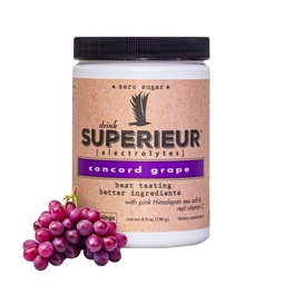 Superieur Electrolytes – Plant Based Electrolyte Supplement w/Sea Minerals for Hydration & Recovery–Keto Friendly, Non-GMO, Zero Sugar, Vegan Healthy Sports Drink Powder – Concord Grape (70 Services)