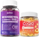 Χωρίς ζάχαρη Resveratrol Gummies 1500mg + CoQ10 200mg 100mg γεμάτοι Gummies με μαγνήσιο Υποστήριξη Υγιεινή γήρανση & μακροζωία