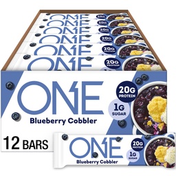 ONE Protein Bars, Blueberry Cobbler, Gluten Free με 20g Protein και 1g Sugar, Pantry Staples, 2,12 oz (12 Count)