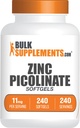 BulkSupplements.com Ψευδάργυρος Picolinate Softgels - Ψευδάργυρος 11mg, για την υποστήριξη του ανοσοποιητικού, χωρίς γλουτένη - 1 Softgel ανά υπηρεσία, 240 Count (Pack of 1)