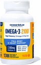 Oceanblue Professional Triple Strength Omega DPA Fish Oil Συμπληρώματα 2100mg, υψηλής ισχύος EPA DHA, Wild Capt, Burpless, 69 εξυπηρετούν (138 Count Natural Orange Flavor)