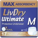 LivDry Ultimate Ενηλίκων Ακράτεια Εσώρουχα, Max Απορροφητές Ενηλίκων Διαβήτες με Διαρροή Προστασία, Μεσαία, 17-Pack