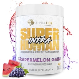 ALPHA LION Superhuman Intra Workout Powder for Men & Women, Amino Acids Drink, Mus Recovery Supplement, BCAA Powder, Electrolytes & Hydration Mix (42 Σερβιέτες, Cartermelon Grape Candy Flavor)