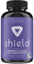 WellPath Shield Capses Elderberry - 5-σε-1 Αναμνηστική ενίσχυση ανοσοποιητικών με ψευδάργυρο, βιταμίνη C, Echinacea, Bee Propolis - Premium συμπλήρωμα ψευδαργύρου - 600 mg Sambucus Black Elderberry Χάπια για Ενήλικες - 60 Ct