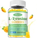 L-Tyrosine Gummies for Adults and Kids - 1000mg L-Tyrosine συμπλήρωμα Focus Gummies for Brain, Mood, Energy Support, Vegan & Gluten-Free, Mango Flavor, 60 Count