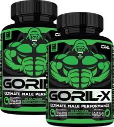 Testosterone Booster συμπλήρωμα για τους άνδρες - Goril X προπόνηση αρσενικά χάπια ενίσχυσης 1000mg - Αύξηση μεγέθους, δύναμης & ενέργειας - με Horny κατσικίσιο ζιζάνιο, Tongkat Ali & Tribulus Terrestris - 60 κάψουλες (2pk)