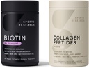 Sports Research Collagen Peptides for Women & Men Hydrolyzed Type 1 & 3 Protein Supplement Easy Mixing Vital Nutrients Proteins and Vegan Biotin 10.000mcg Max Strength B7 120 Softgels (4 Μήνες Προσφορά)