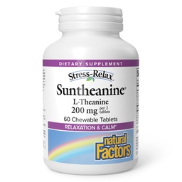 Φυσικοί Παράγοντες Suntheanine L-Theanine 100 mg - Συμπλήρωμα Υγείας για Calm Outlook - L-Theanine Συμπλήρωμα Υποστηρίζει Χαλαρωτικό Ύπνο & Βοηθήματα κατά της υπνηλίας - 60 Μασώμενα Δισκία (30 Σερβιέτες)