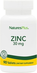 NaturesPlus Zinc Tablets - 30 mg, 90 Vegetarian Tablets - Συμπλήρωμα ανοσοποιητικού συστήματος για Κυτταρική Ανάπτυξη & Επισκευή - Προάγει την Υγιή Διέγερση, Μεταβολισμός & Όραμα - Χωρίς Γλουτένη - 90 Σερβιέτες