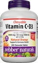 Webber Naturals Vitamin C+D3, 200 Chewable Orange Tablets, 1000 mg of Vitamin C with 1000 IU of Vitamin D3 Per Serving, Bones, Teeth, Immune and Antioxidant Support, Non GMO, Dairy & Gluten Free