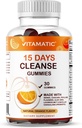 Vitamatic 15 ημέρα καθαρισμού Gummies, Senna, Cascara, Psyllium, flaxseed, Aloe Vera, Licorice, MCT, Probiotic