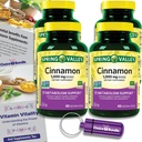 Choice Bundle Spring Valley Cinnamon Dietary Supplement 1000mg 400 ct Χορτοφαγικές Κάψουλες 4 pk (1600 Σύνολο) + “Vitamin Vitality” Guide & Pill Container (6 αντικείμενα)!