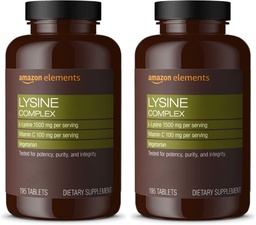 Στοιχεία Lysine Complex με βιταμίνη C για την υποστήριξη της ανοσοποιητικής υγείας, χορτοφάγοι, 65 εξυπηρετήσεις, 195 κόμης (συσκευασία Μαΐου Vary) (πακέτο του 2)