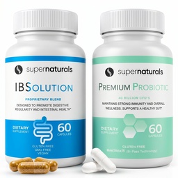 IBSolution Gut Health Bundle - Όλα τα φυσικά έντερα Υγεία Υποστήριξη & Premium Probiotics w/ 40 δισεκατομμύρια CFU για την υποστήριξη των ακανόνιστων Bowels, Bloating, δυσκοιλιότητα, αέριο, κοιλιακό άλγος - 2 πακέτα (120 Caps)