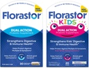 Family Florastor Probiotic Bundle - 30 ct. Probiotic for Digestive + Immune Health & 20 ct Kids Daily Probiotic - Unflavored Powder Sticks - Ενισχύστε τα καλά βακτήρια & Flush Out The Bad