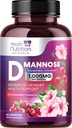 D-Mannose Supplement 1,350mg - with Cranberry, Hibiscus & Dandelion - Fast-Acting, Natural Urinary Tract & Bladder Support for Women & Men – Flush & Cleanse Impurities – Non-GMO, Vegan – 60 Capsules