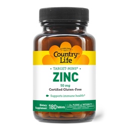Country Life Target- Mins Ψευδάργυρος 50 mg 180 δισκία - Συμπληρώματα ψευδαργύρου για την Ανοσολογική Υγεία - Ψευδάργυρος 50mg - Υποστήριξη ψευδαργύρου