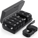 PULIV Extra Large Weekly Pill Organizer 2 φορές την ημέρα, One-Side Open Pill Box 7 Day for Easy Filling, Black Privacy Protection AM Pill Case for Vitamins, Medication, Συμπληρώματα, Fish Oils Black