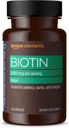 Στοιχεία Vegan Biotin 5000 mcg - Μαλλιά, δέρμα, νύχια, 130 κάψουλες (4 μηνιαίως προμήθεια) (Η συσκευασία μπορεί να διαφέρει)