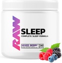 RAW Natural Sleep Aid Supplement - Relaxation Enhanceer & Mood Support with Melatonin, Magnesium, Zinc, L-Tryptophan & Lemon Balm Extract to Relax & Calm The Mind & Body - 30 Servings, Mixed Berry