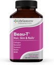 LifeSeasons Beau-T - Hair, Nail, & Skin Supplement - Προάγει υγιή ανάπτυξη των μαλλιών και των νυχιών - Υποστηρίζει Clear Skin & Fights Acne - Ενίσχυση των νυχιών - Περιέχει Biotin Collagen Turmeric - 180 κάψουλες